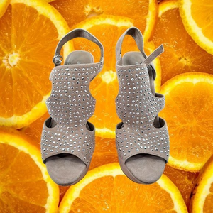 BCBGeneration Peep‎ Toe Tan High Heels With Crystals Size 8.5